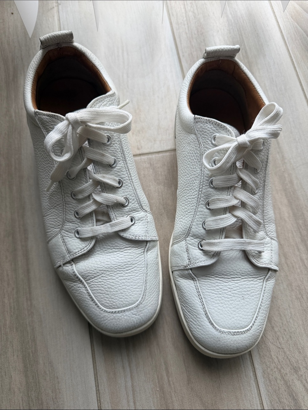 Christian louboutin Men's White Leather Low-Top Sneakers – Casual Comfort